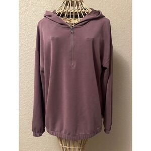 Cable & Gauge Womens Mauve Quarter‎ Zip Hoodie Modal Blend Pullover Large
